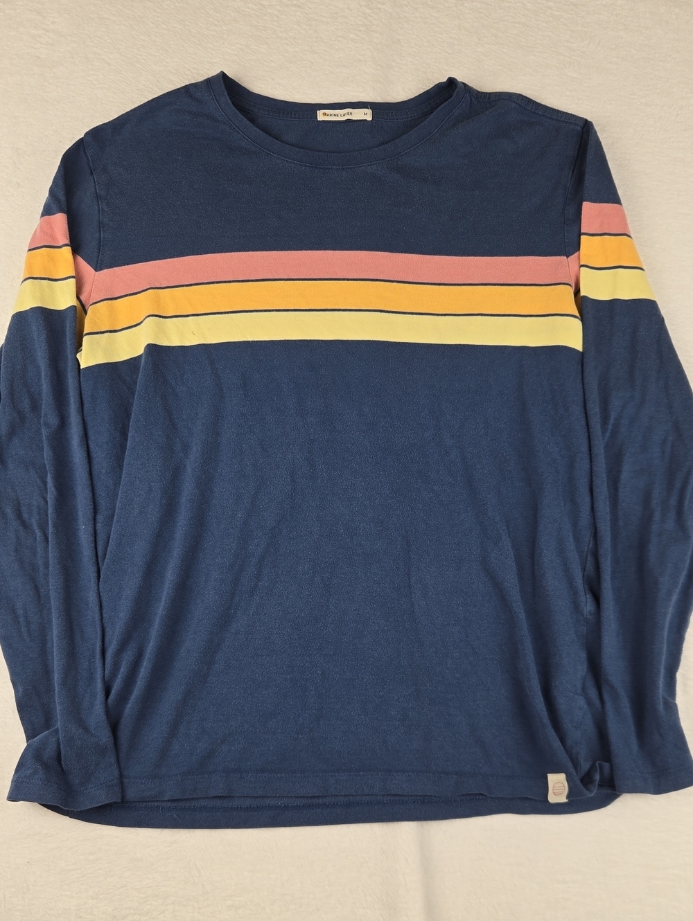Marine Layer Sunset Long Sleeve T-Shirt Size Medium Blue Yellow Orange Red